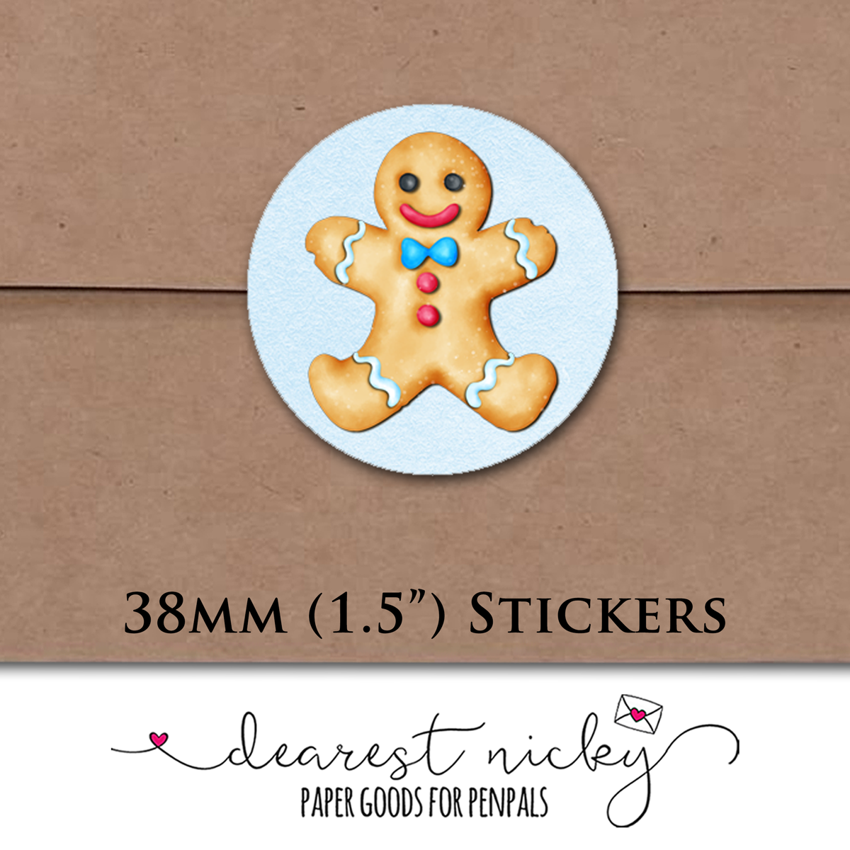 Gingerbread Cookies Envelope Seals - Set of 30 Stickers