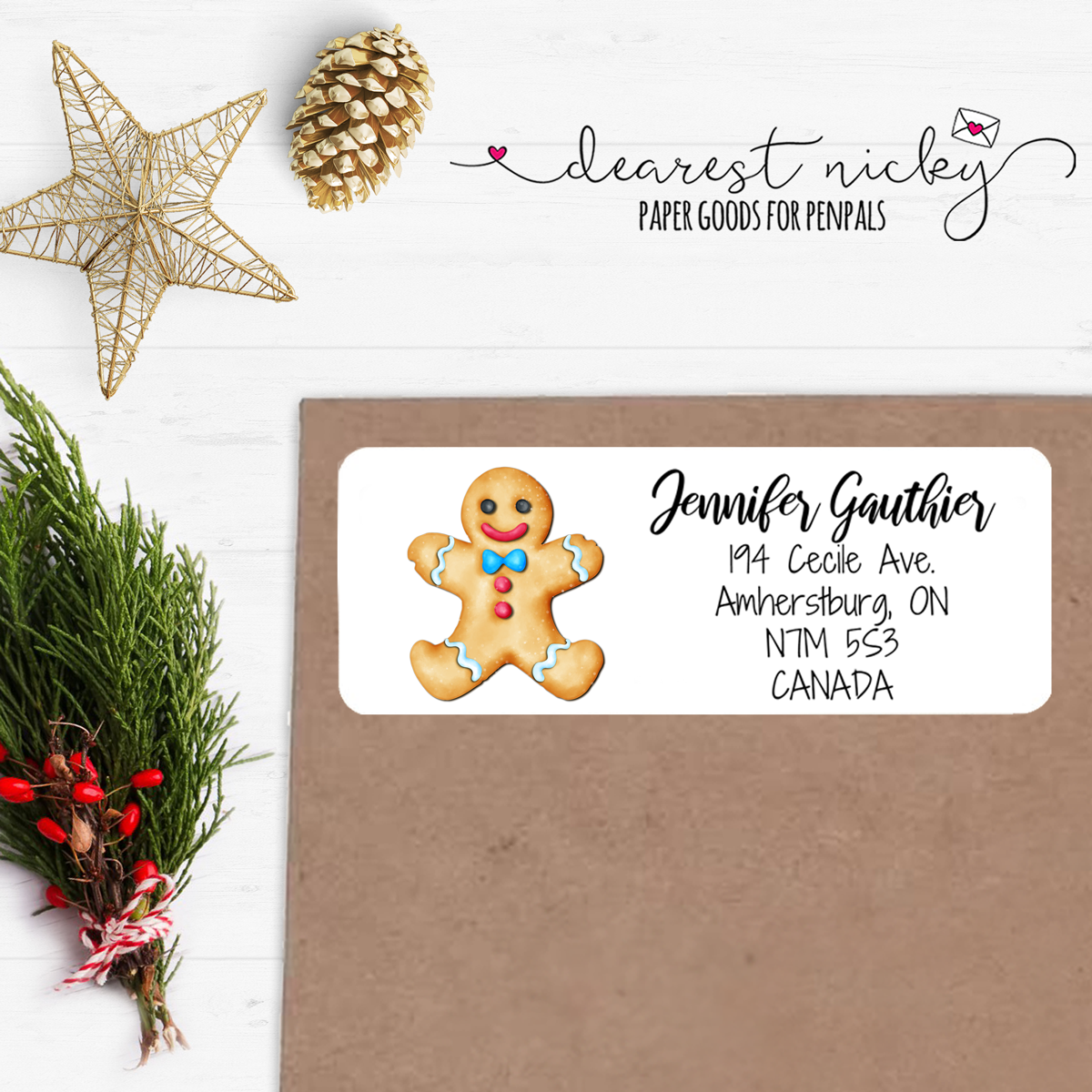 Gingerbread Cookies Custom Return Address Labels Set of 30