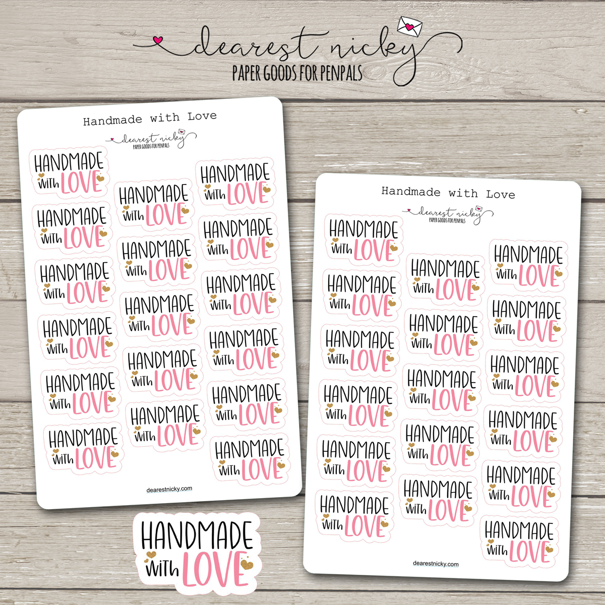 Handmade with Love Stickers - 2 Sheets
