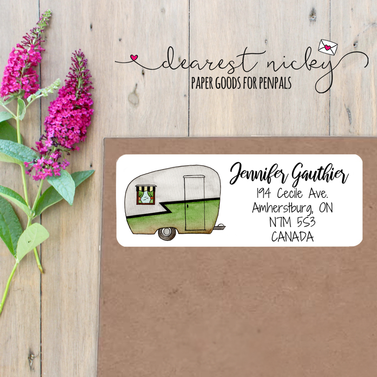Happy Camper Custom Return Address Labels Set of 30