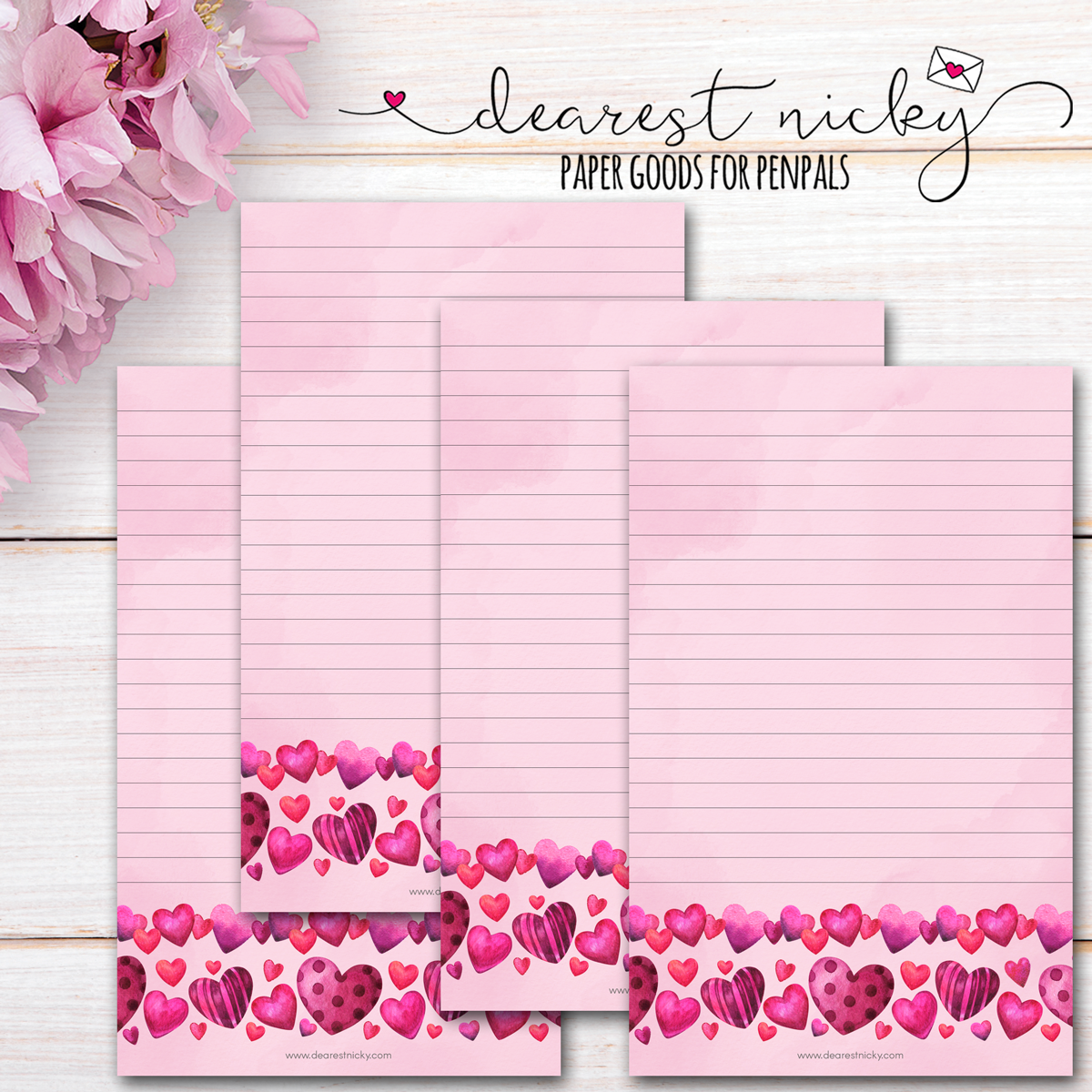 Heart Border Letter Writing Paper