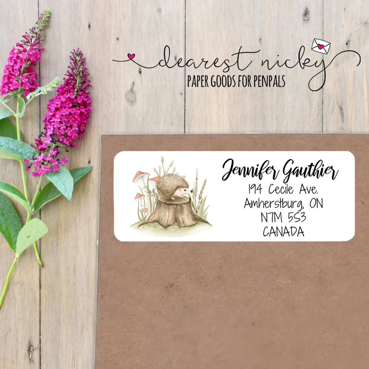 Hedgehog Forest Baby Custom Return Address Labels Set of 30