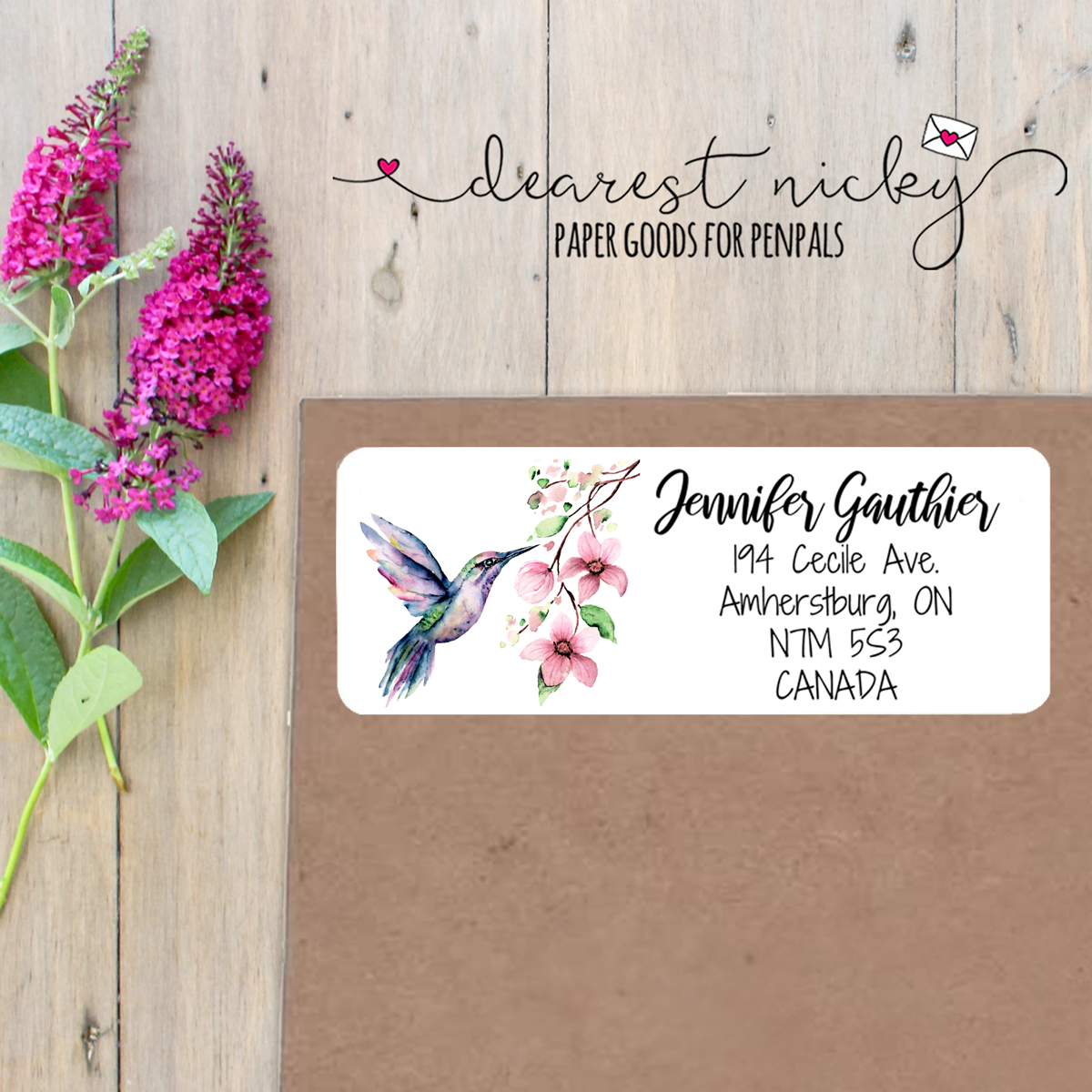 Hummingbird Custom Return Address Labels Set of 30