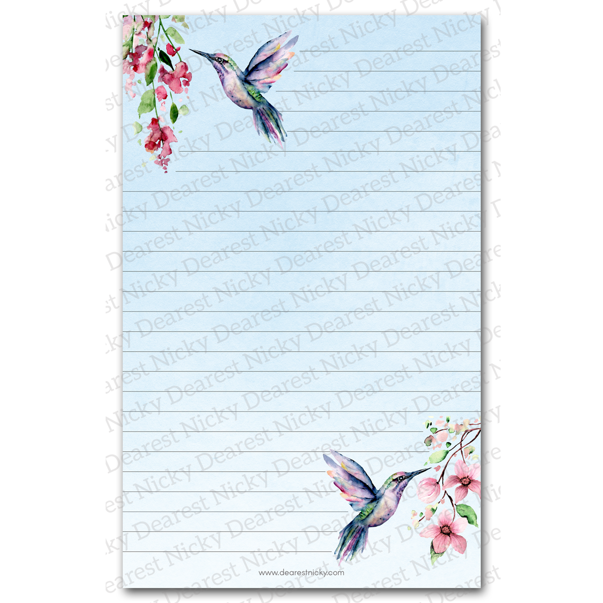 Hummingbirds Letter Writing Paper