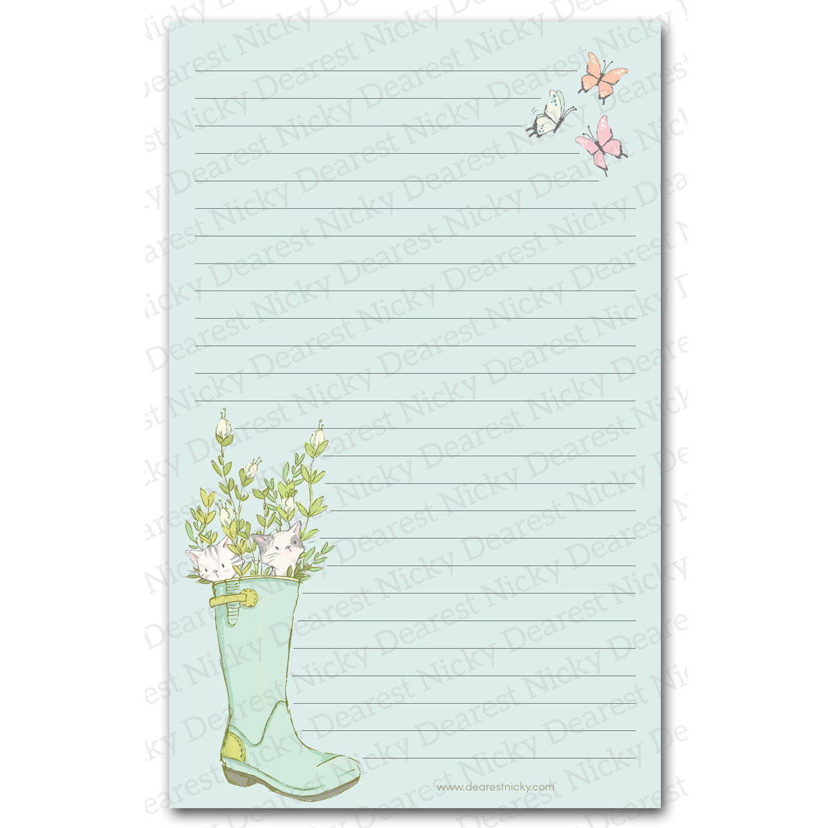 Kittens in Rain Boot Letter Writing Paper