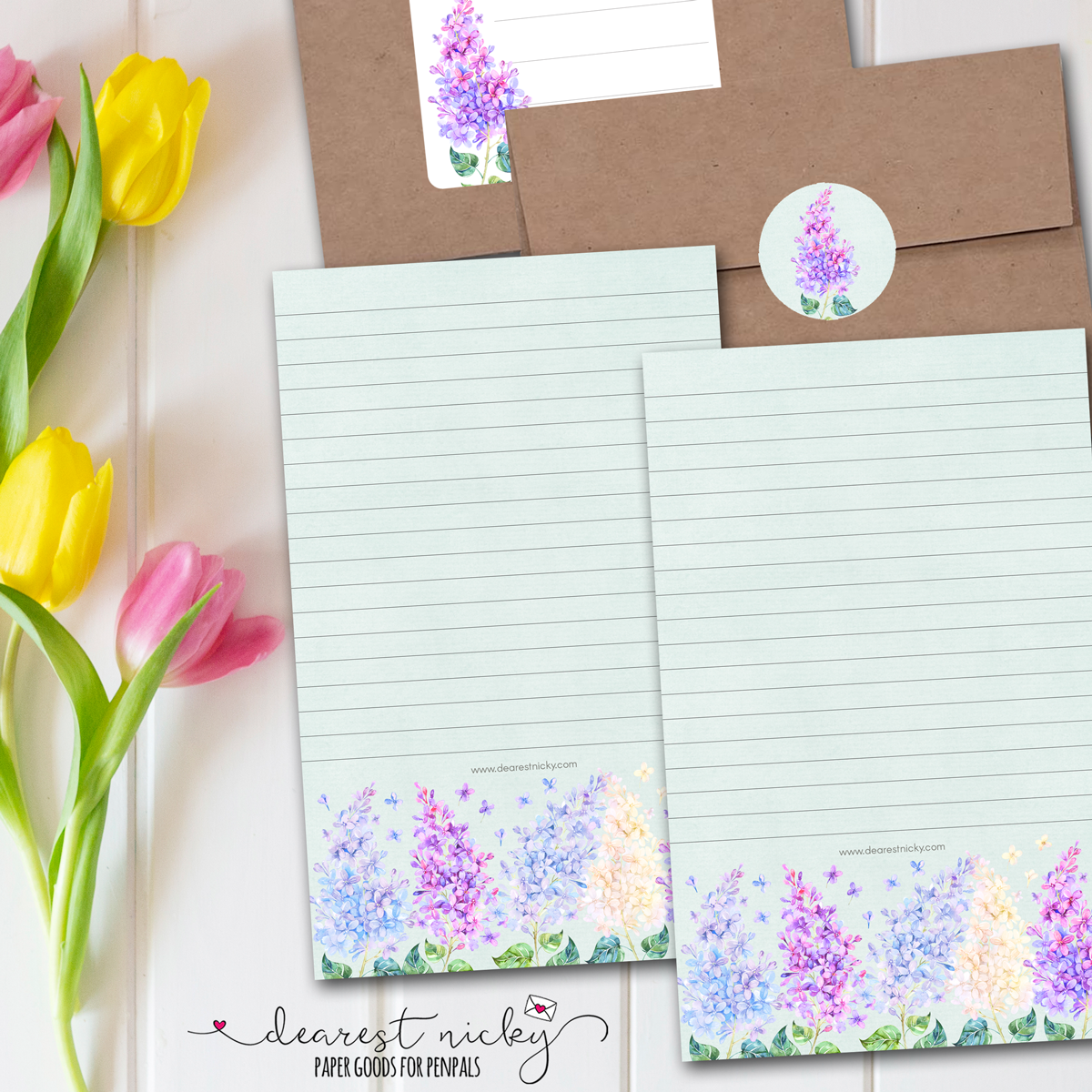 Lilacs Envelope Seals - Set of 30 Stickers
