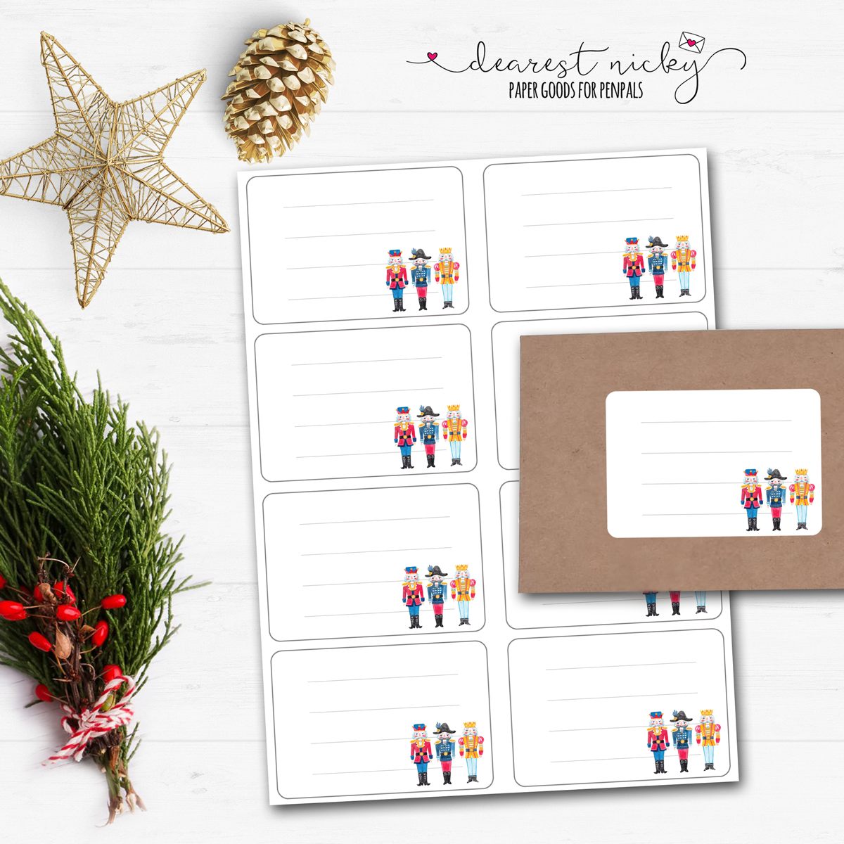 Nutcracker Trio Mailing Address Labels - Set of 16