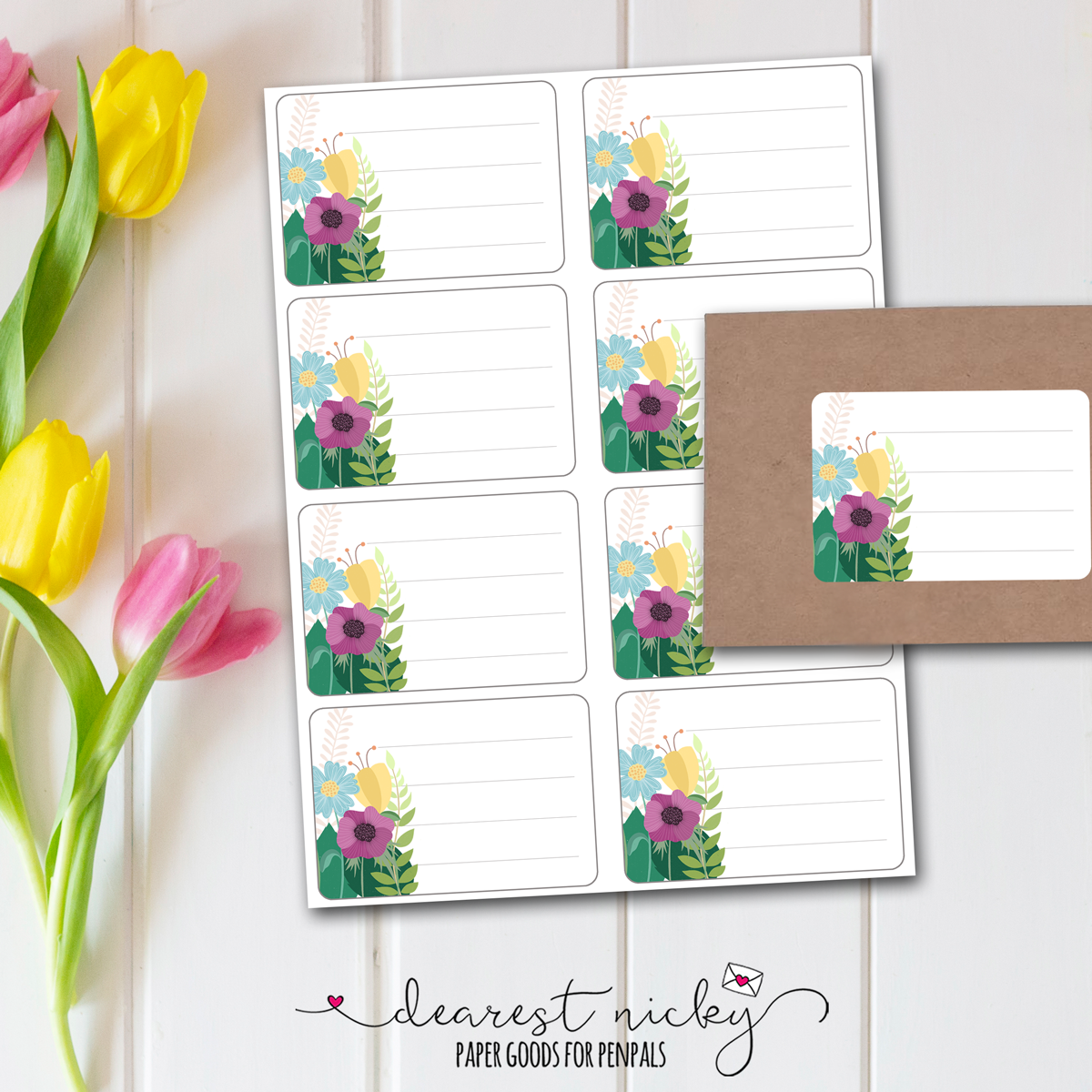 Poppy Garden Mailing Address Labels - Set of 16