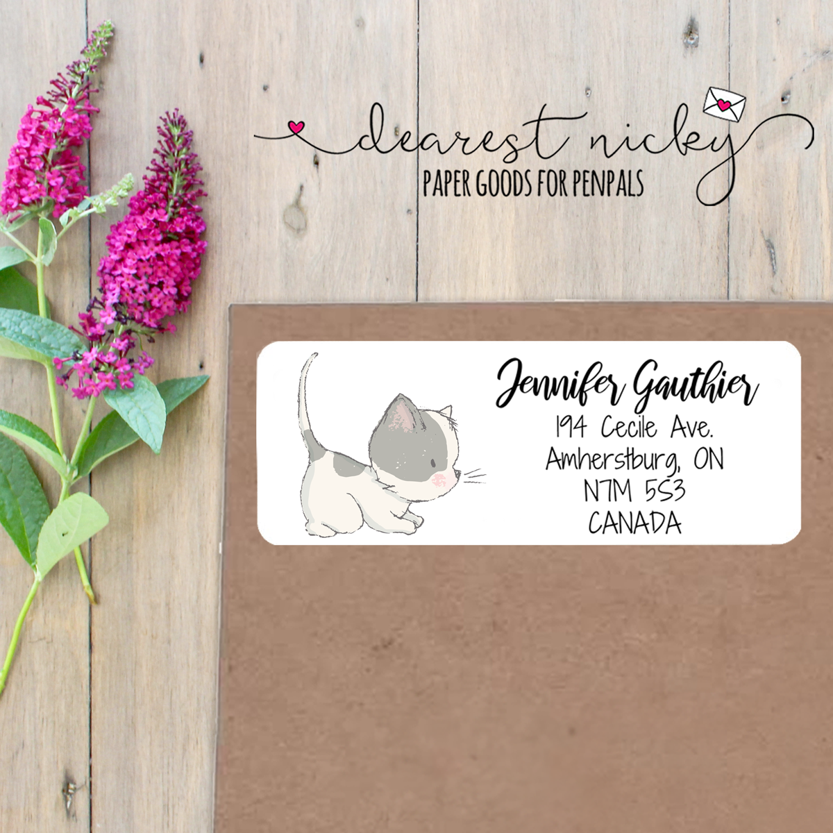 Playful Kitten Custom Return Address Labels Set of 30