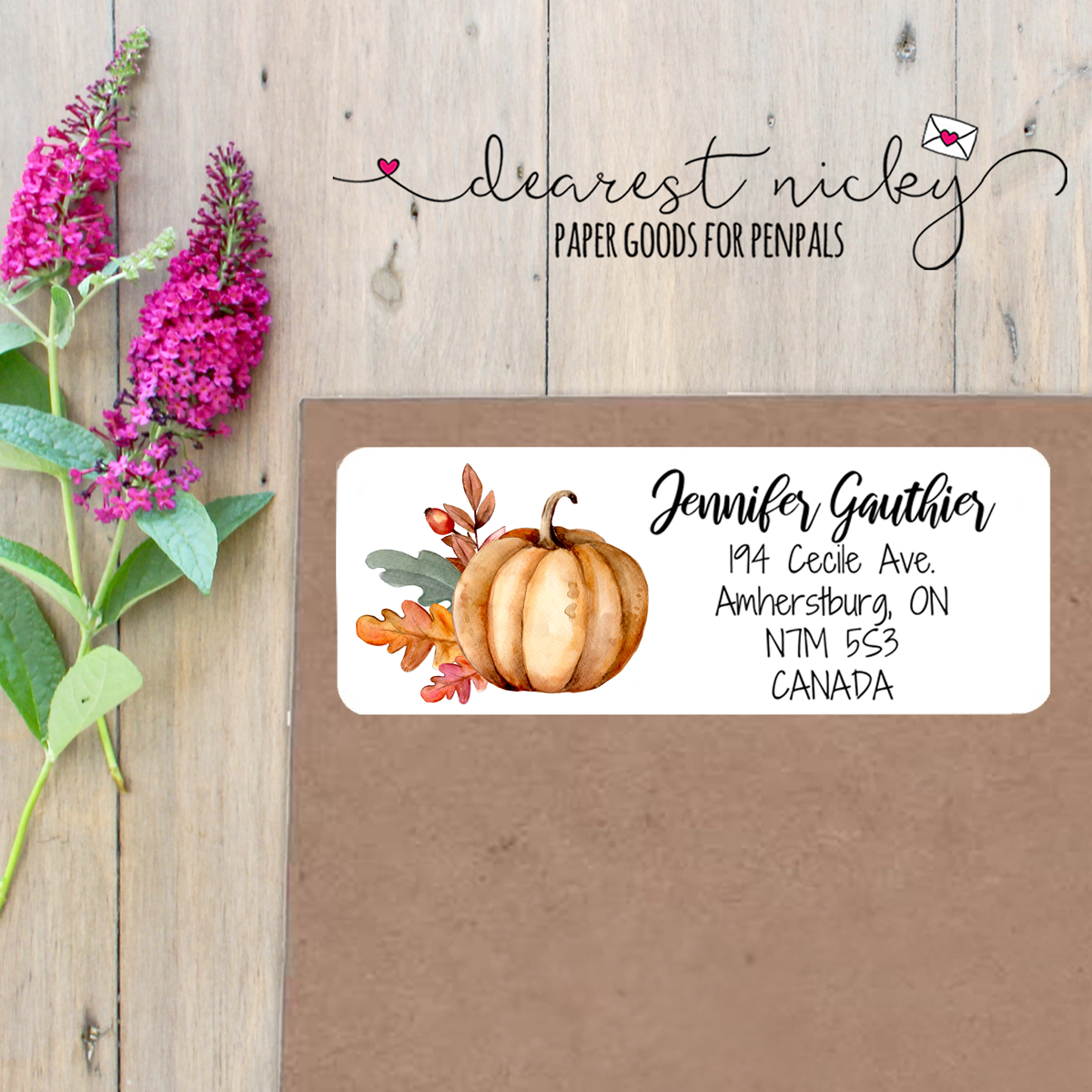 Pumpkins and Sunflowers Custom Return Address Labels Set of 30