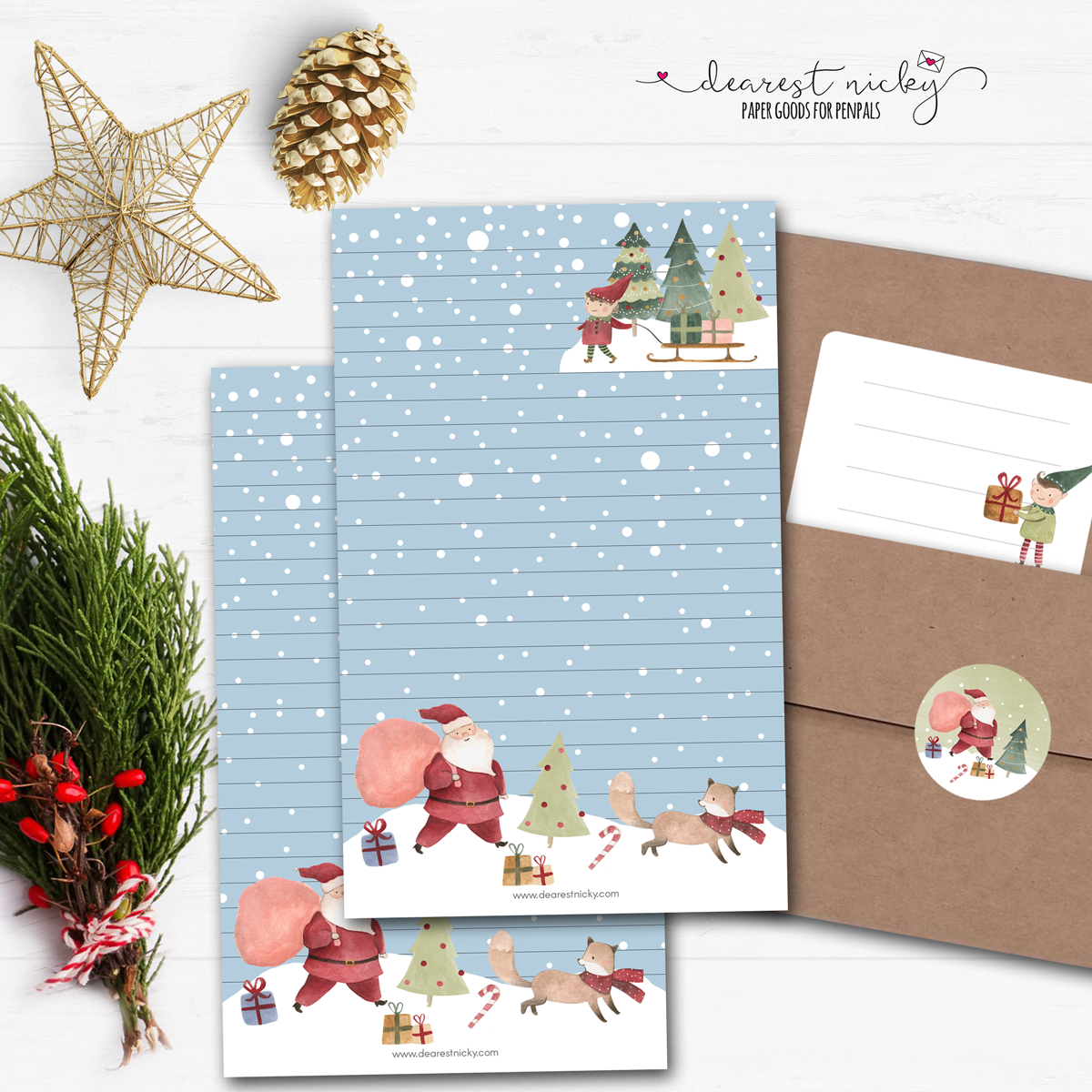 Santa and Elf Letter Writing Set