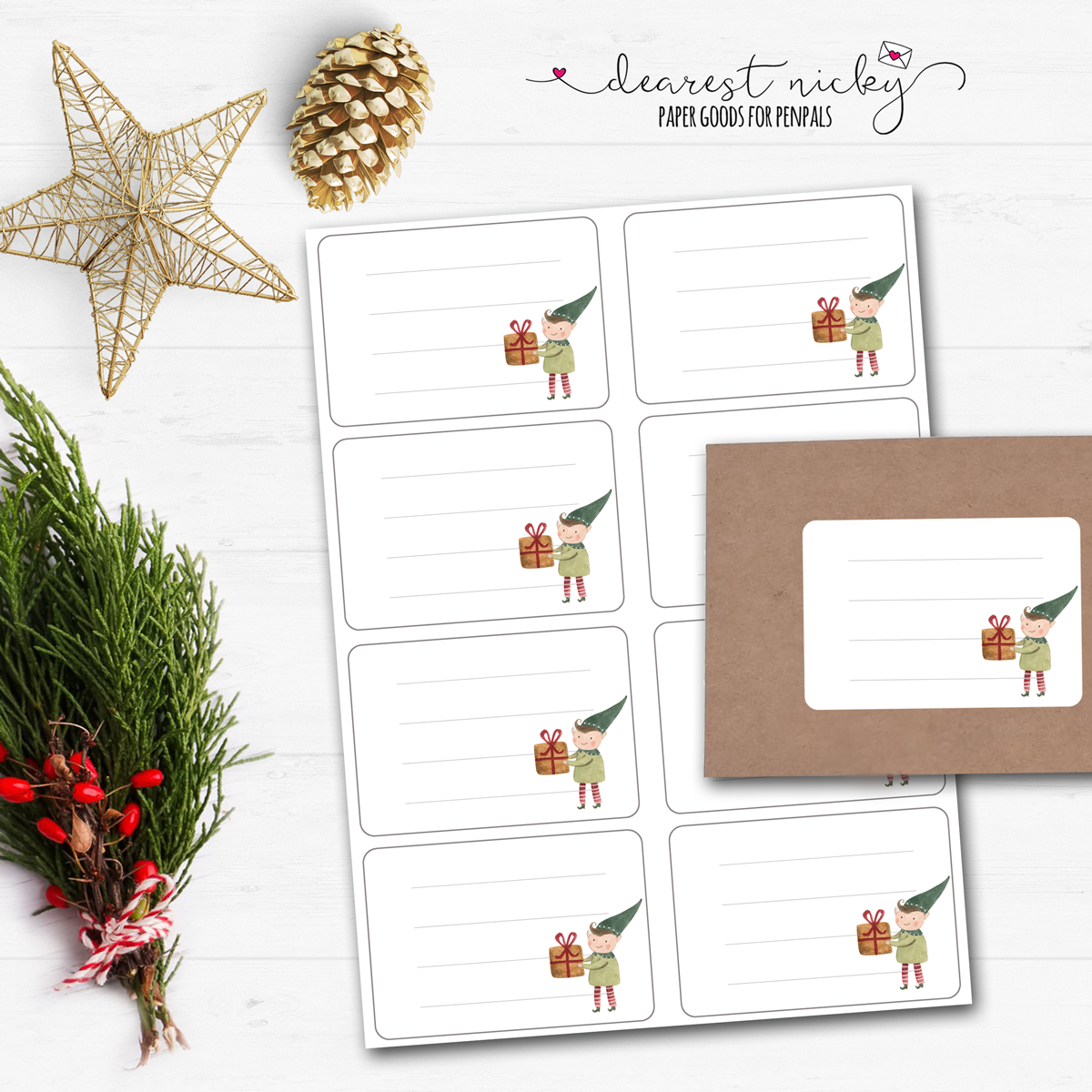 Santa and Elf Mailing Address Labels - Set of 16