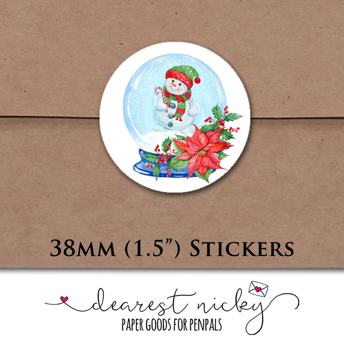 Snow Globes Envelope Seals - Set of 30 Stickers