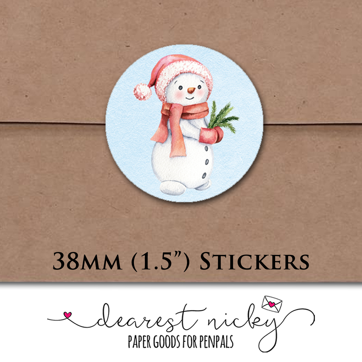 Snowmen Envelope Seals - Set of 30 Stickers
