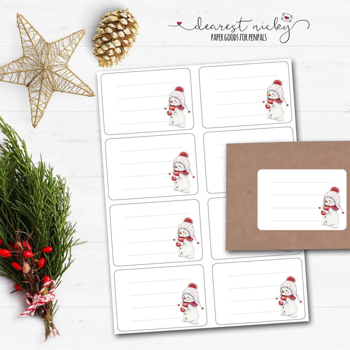 Snowmen Mailing Address Labels - Set of 16