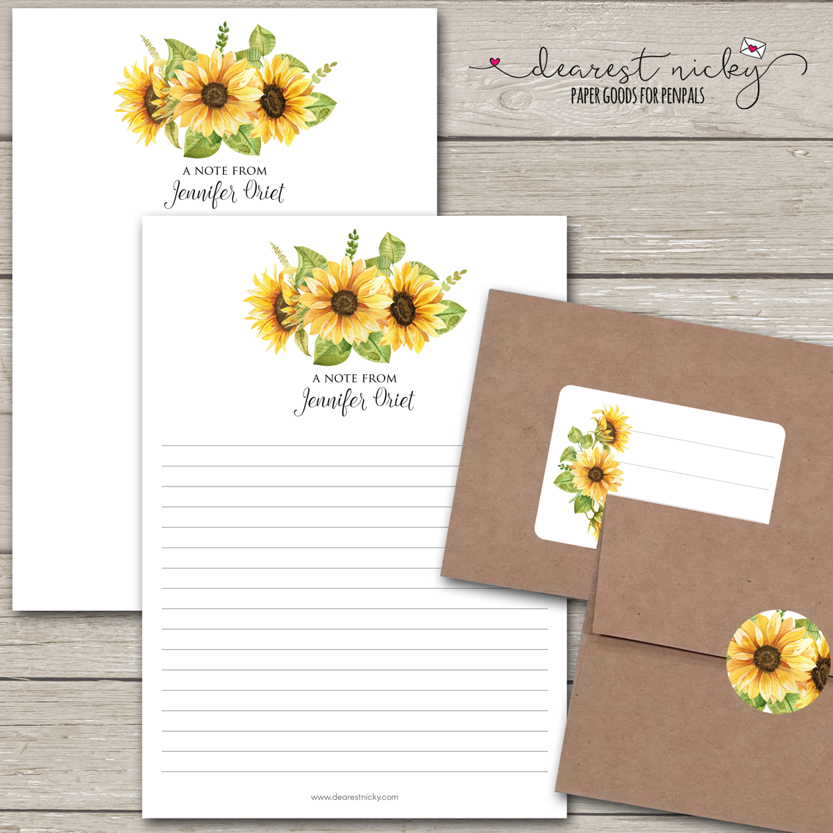 Sunflower Bouquet Mailing Address Labels - Set of 16
