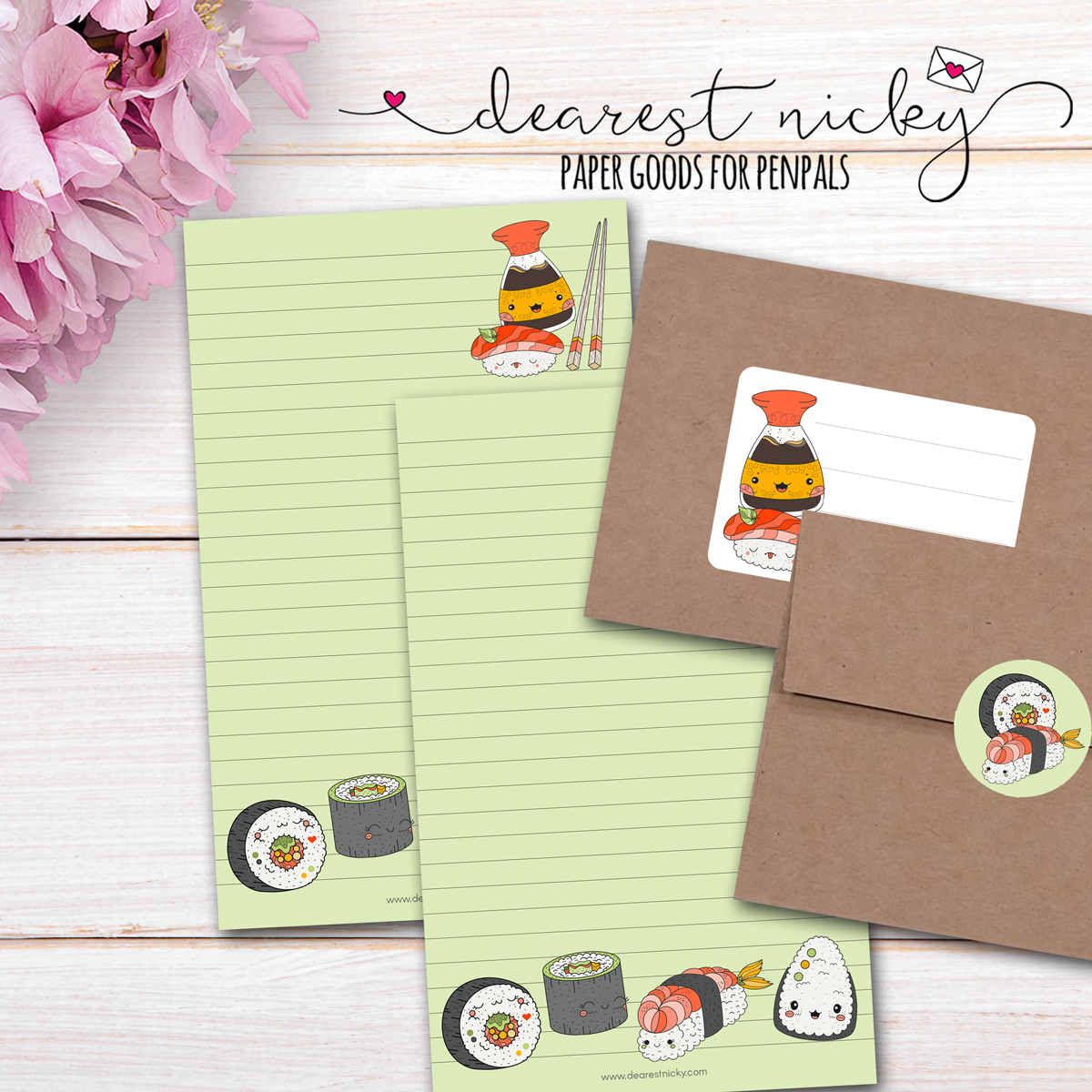 Cute Sushi Mailing Address Labels - Set of 16