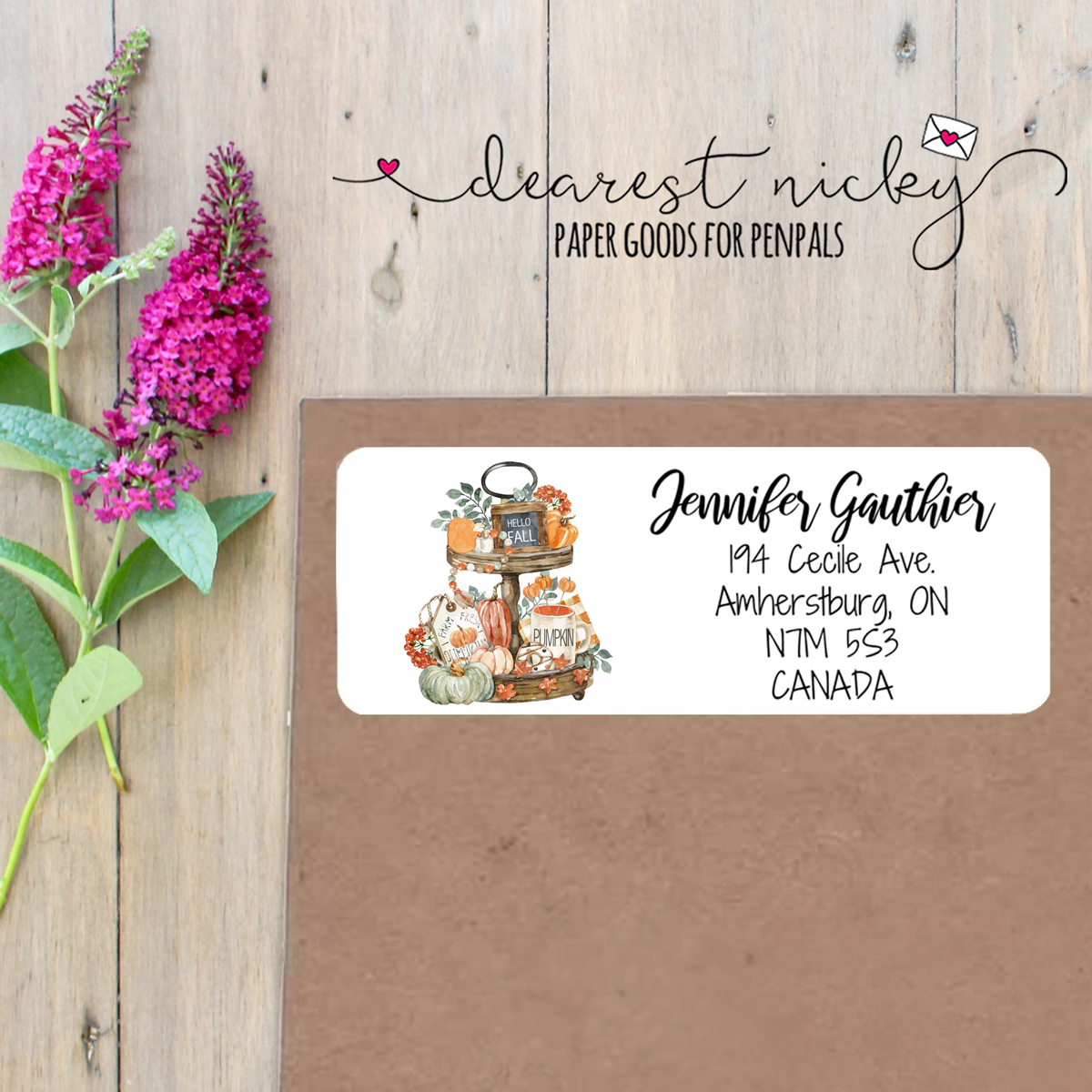 Hello Fall Tiered Tray Custom Return Address Labels Set of 30