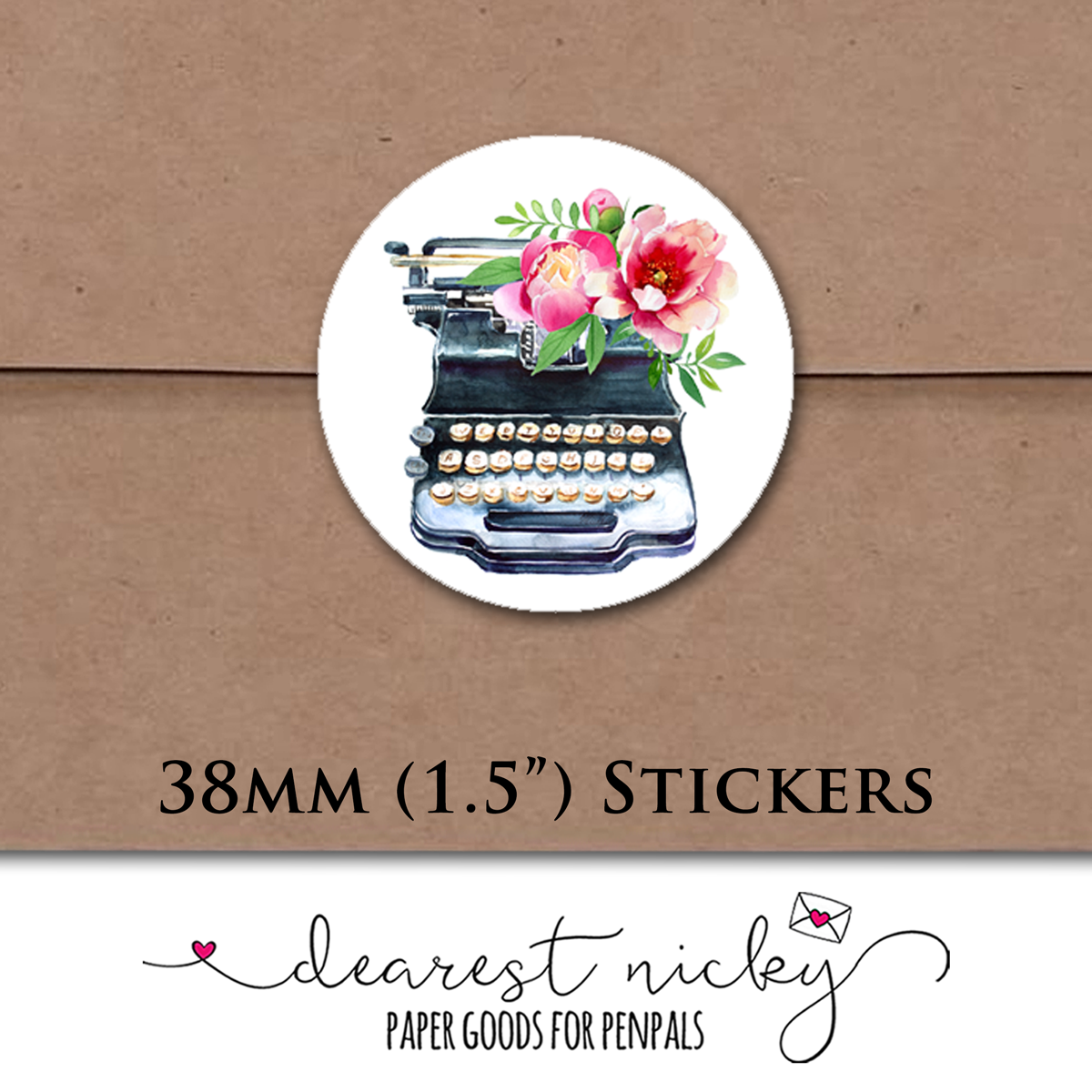 Typewriter Envelope Seals - Set of 30 Stickers