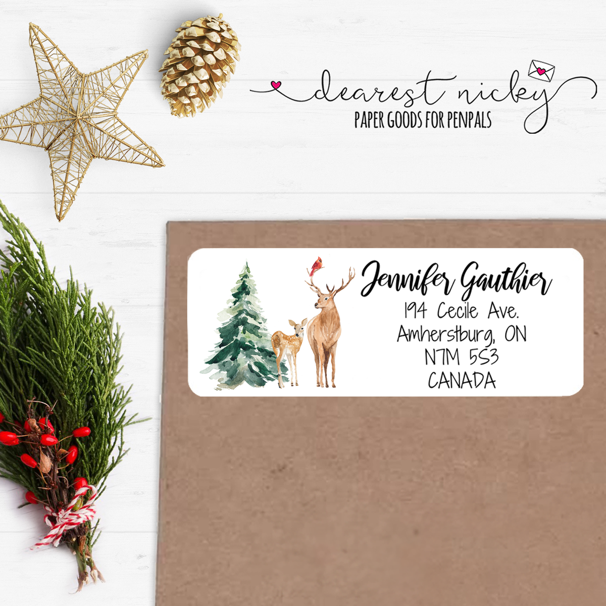 Winter Woodland Custom Return Address Labels Set of 30