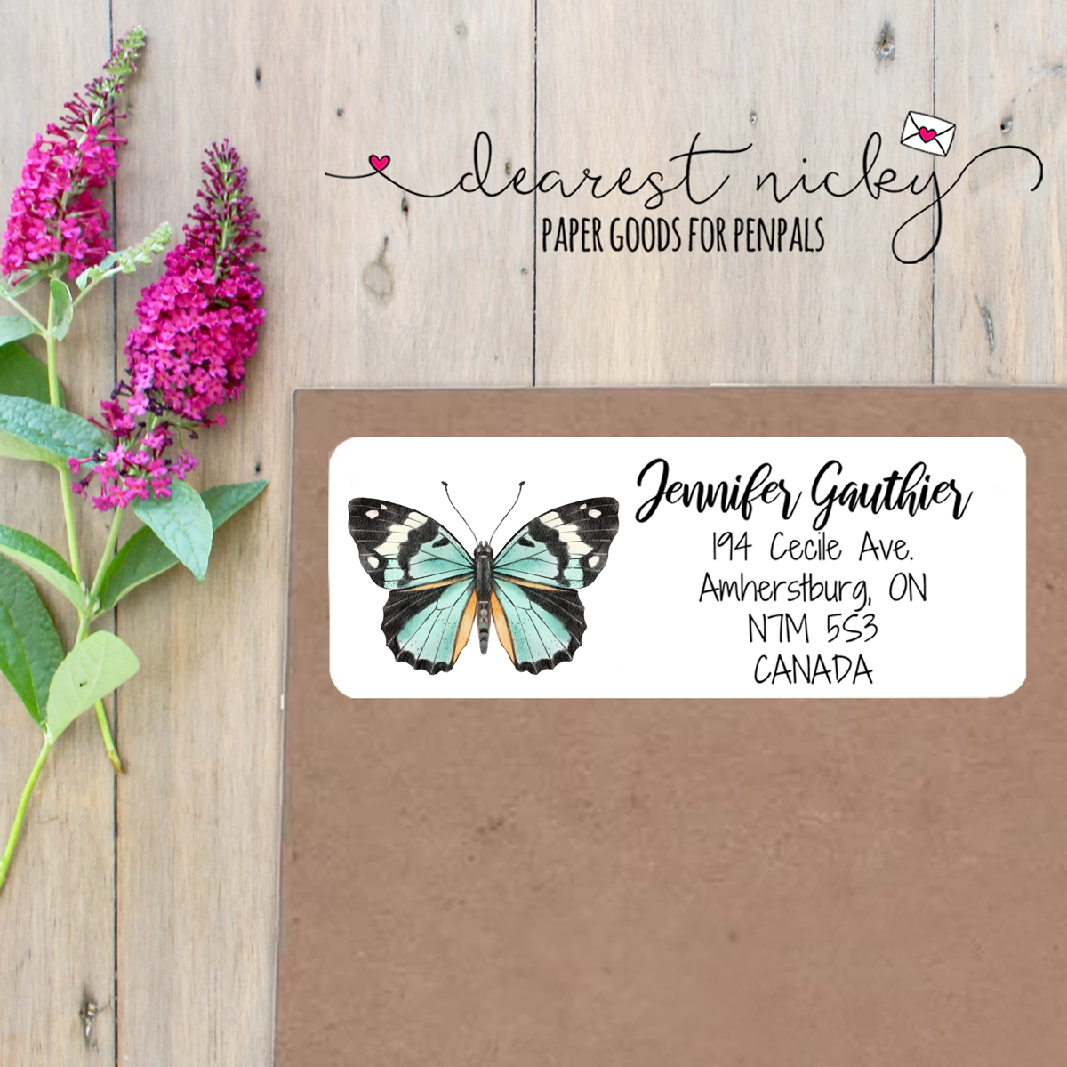 Butterflies Custom Return Address Labels Set of 30
