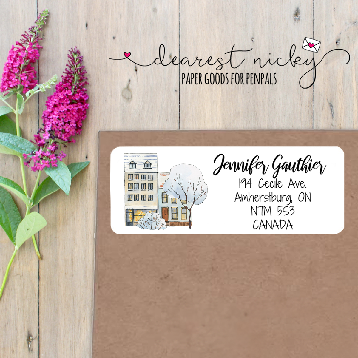 Snowy Rooftops Custom Return Address Labels Set of 30