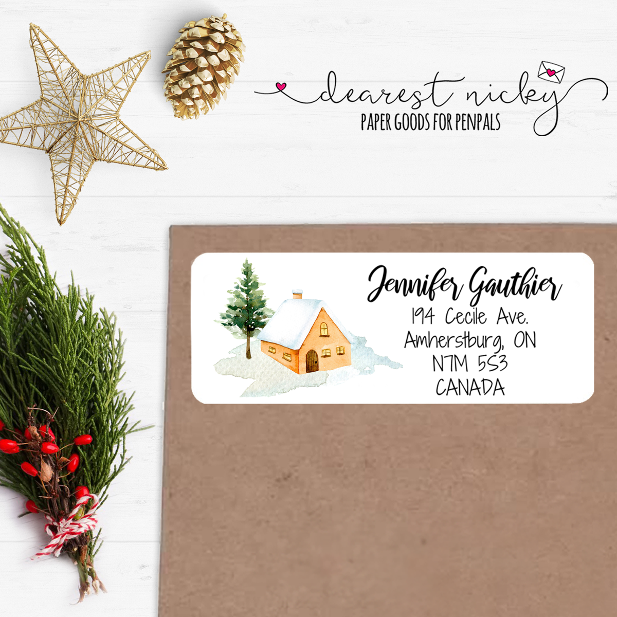 Winter Village Custom Return Address Labels Set of 30