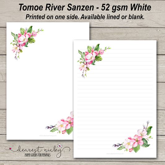 Papier à lettres en fleurs de pommier - 52 g/m² Tomoe River Sanzen