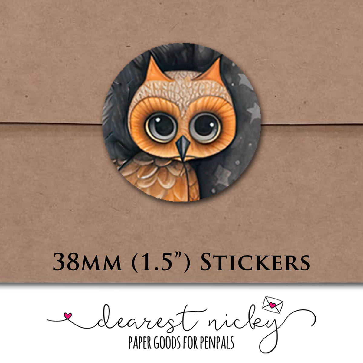 Audrey & Her Owl Envelope Seals - Set of 30 Stickers