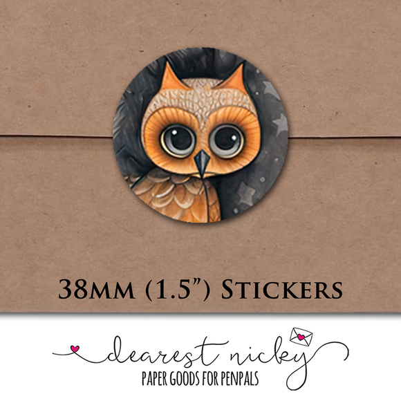Audrey & Her Owl Envelope Seals <br> Set of 30 Stickers