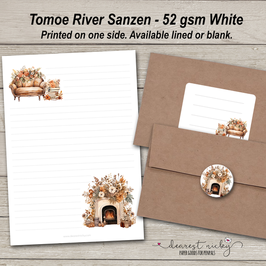 Ensemble d'écriture de lettres de confort d'automne - 52 g/m² Tomoe River Sanzen