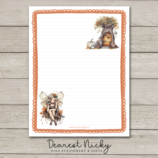 Autumn Fairy Large Letter Writing Paper - 8½ x 11