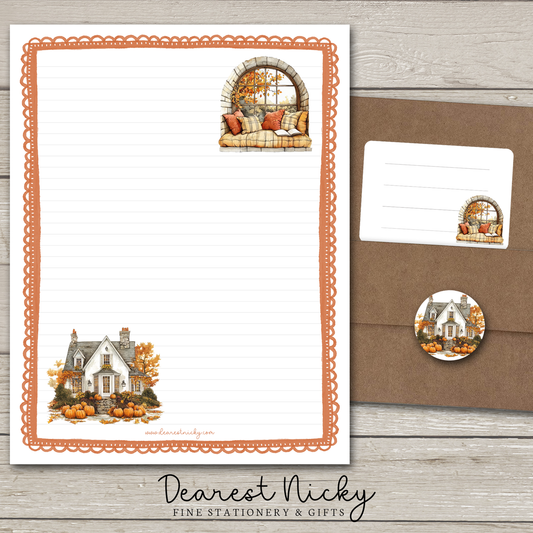 Autumn House Large Letter Writing Set - 8½ x 11