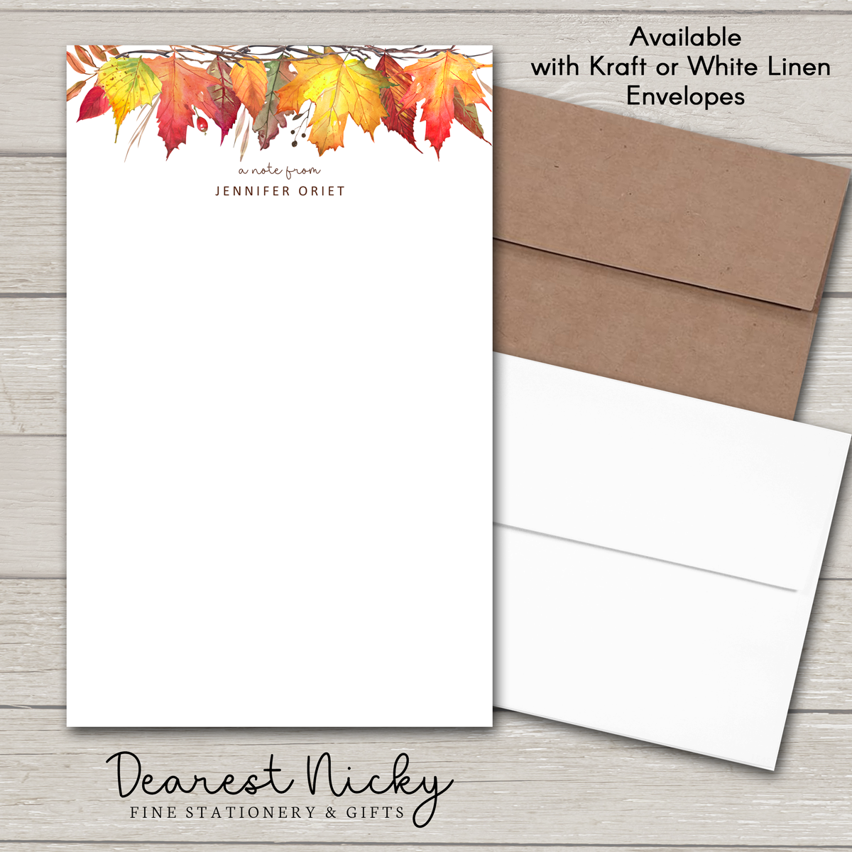 Autumn Leaves & Branches Personalized Notepad - 30 sheets