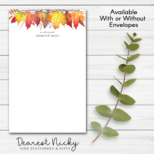 Autumn Leaves & Branches Personalized Notepad - 30 sheets