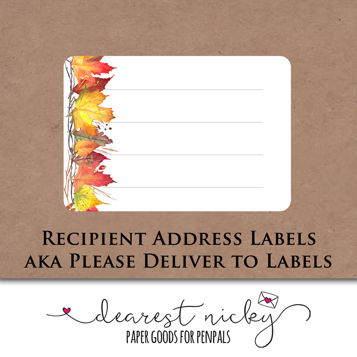 Autumn Leaves & Branches Mailing Address Labels - Set of 16