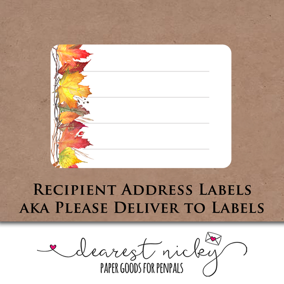 Autumn Leaves & Branches Mailing Address Labels <br> Set of 16