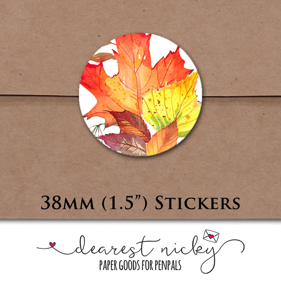 Autumn Leaves & Branches Envelope Seals <br> Set of 30 Stickers