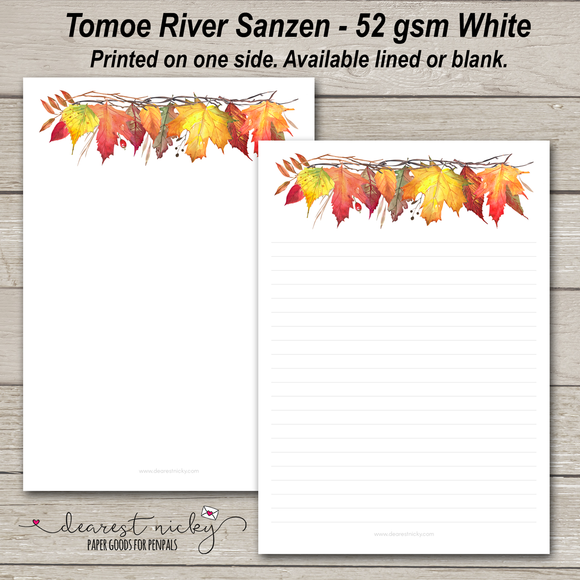 Autumn Leaves & Branches Letter Writing Paper - 52 gsm Tomoe River Sanzen