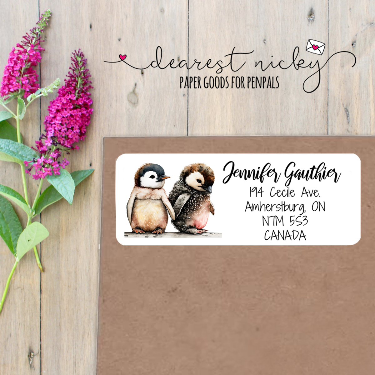 Baby Penguins Custom Return Address Labels Set of 30