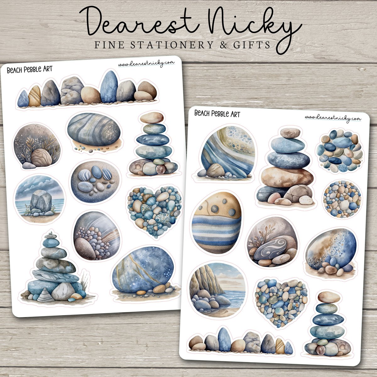 Beach Pebble Art Stickers - 2 Sheets