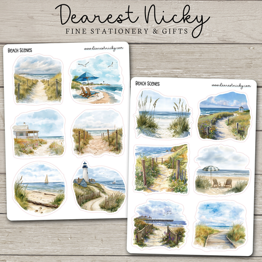 Beach Scenes Stickers - 2 Sheets