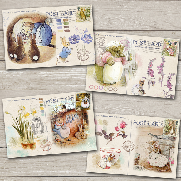 Beatrix Potter Postcards - Set of 4 - New Premium Cardstock