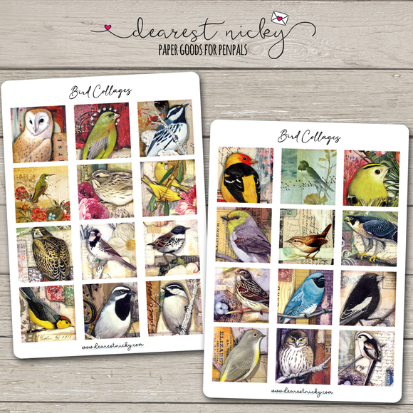 Bird Collages Stickers - 2 Sheets