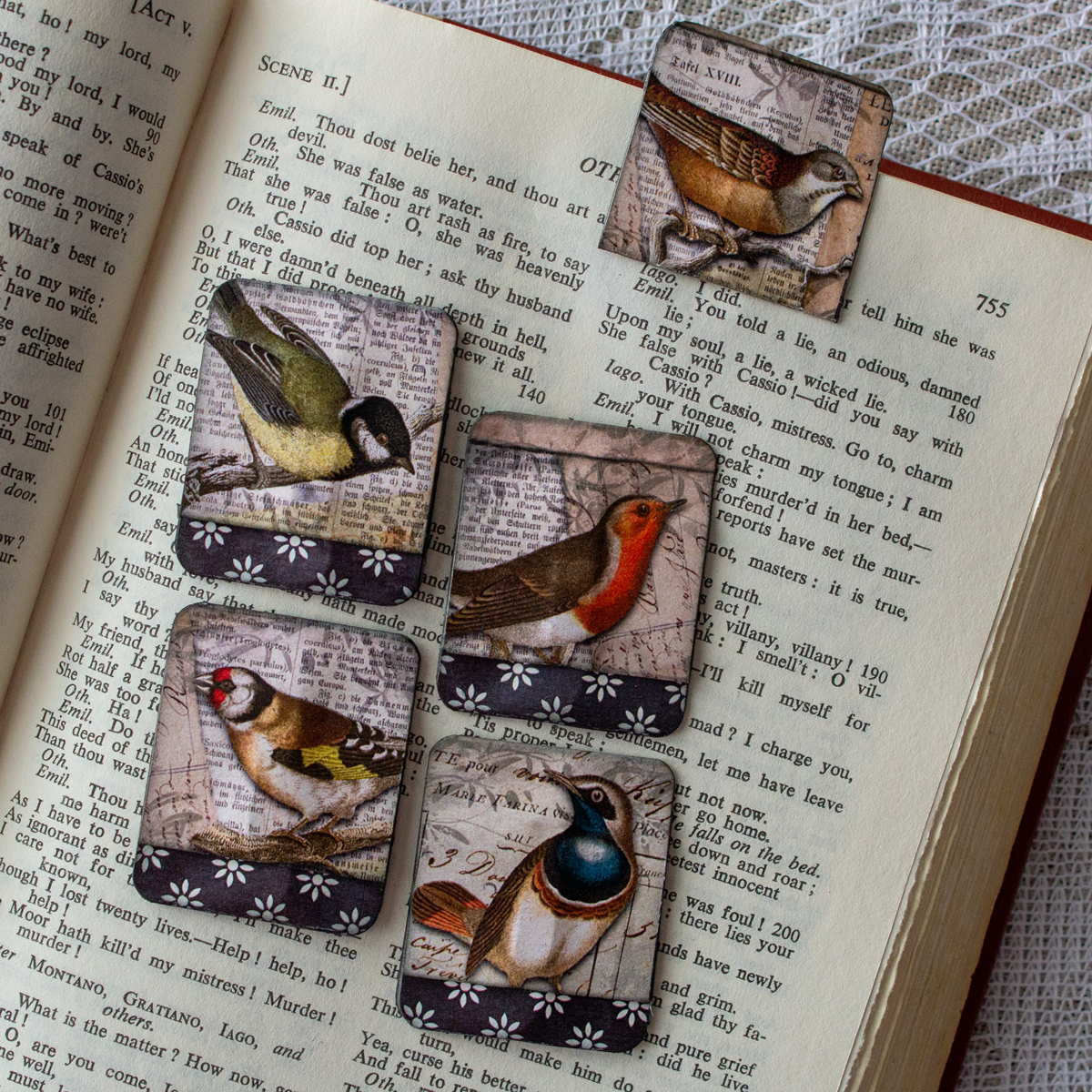 Birds Hidden Paper Clips - Altered Paper Clips Set of 5