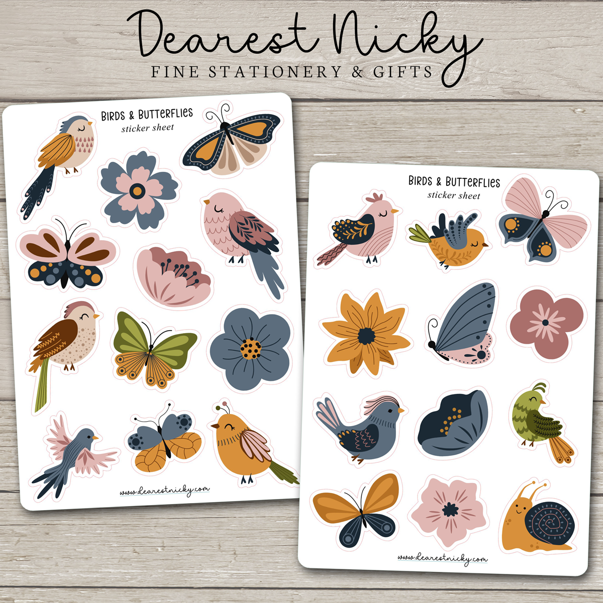 Birds & Butterflies Stickers - 2 Sheets