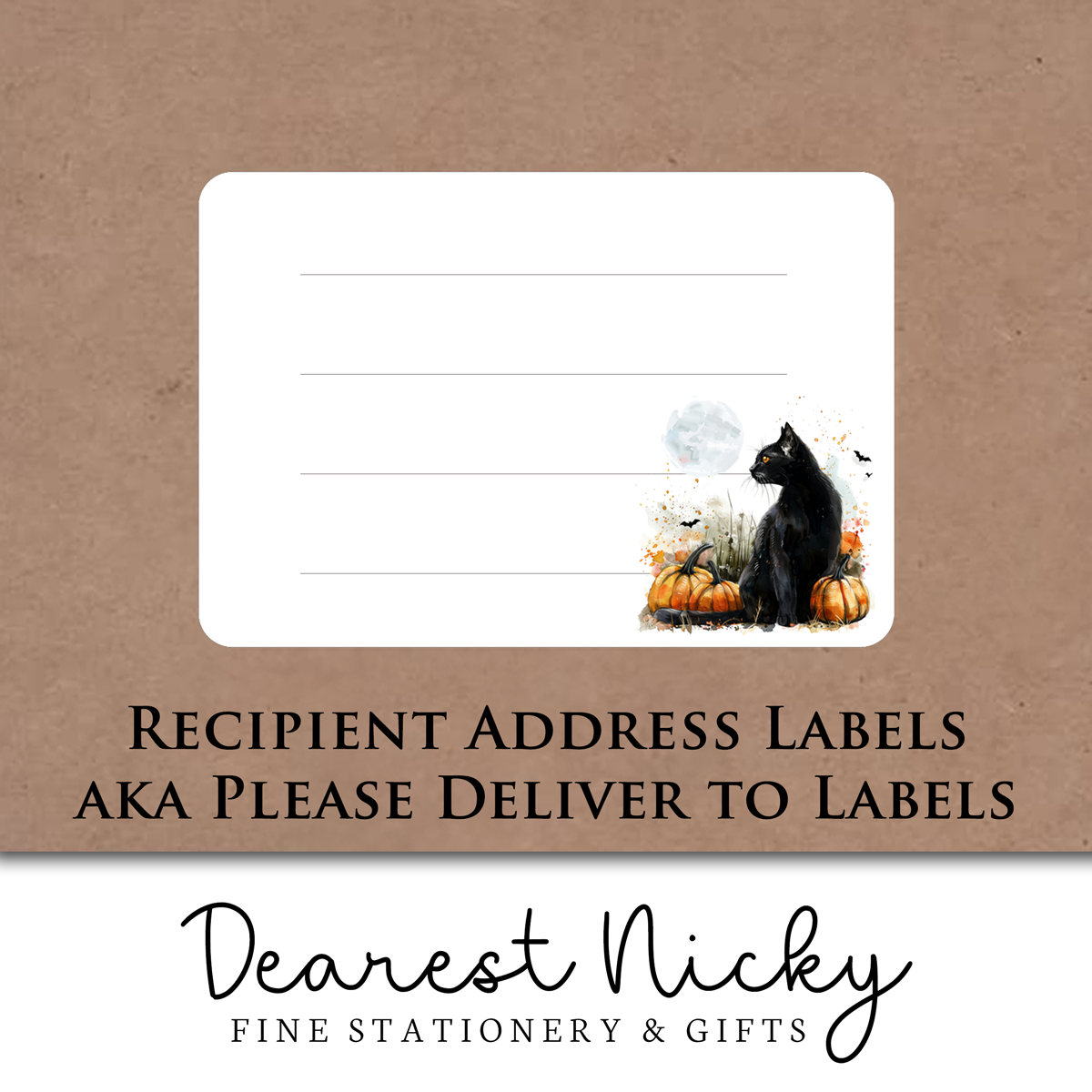 Black Cat Mailing Address Labels - Set of 16