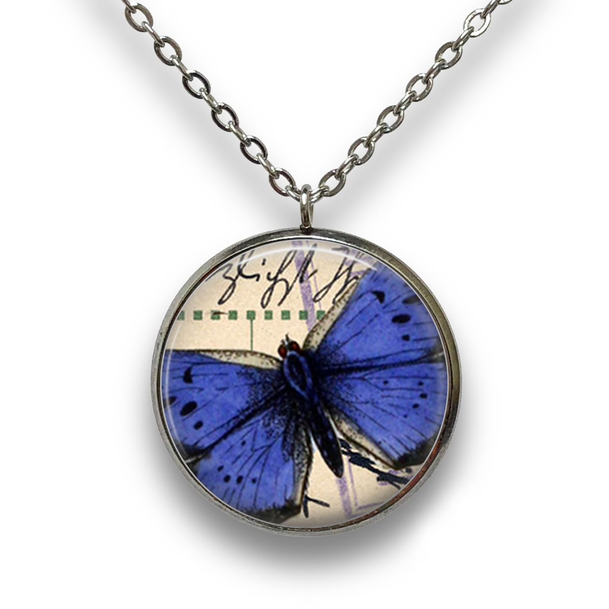 Blue Butterfly Pendant with Necklace