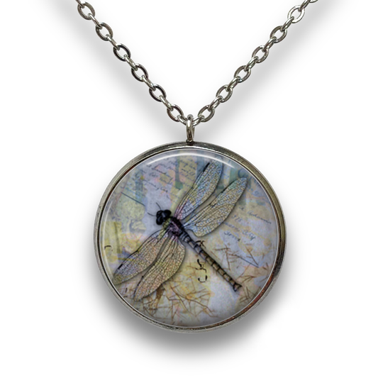 Blue Dragonfly Pendant with Necklace