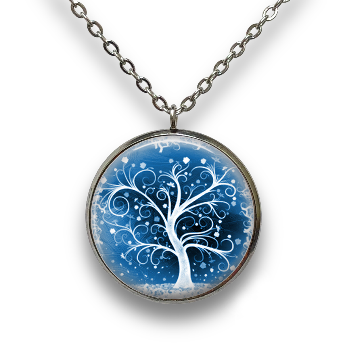 Blue Tree Pendant with Necklace